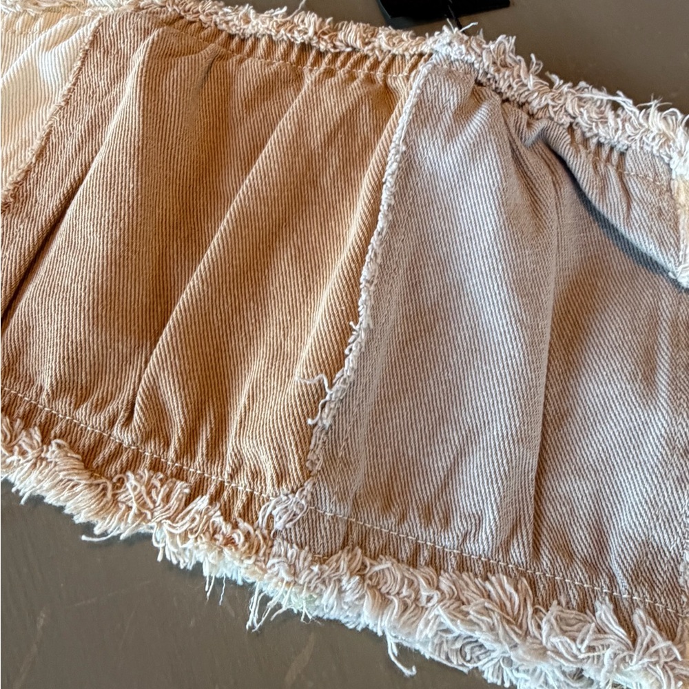 Missguided Fray Colorblock Bandeau Sz 6 US 10 UK Beige Gray Zippered - Picture 2 of 8